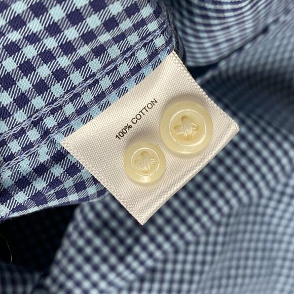 Peter Millar Button Down Shirt Men's XL Blue Plaid Causal Classic Formal Travel - Picture 7 of 8